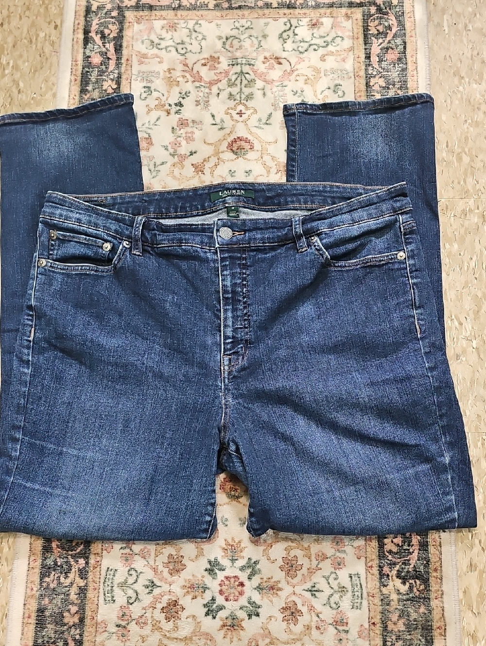 Ralph Lauren Size 16 Stretch Indigo Straight-Leg Jeans